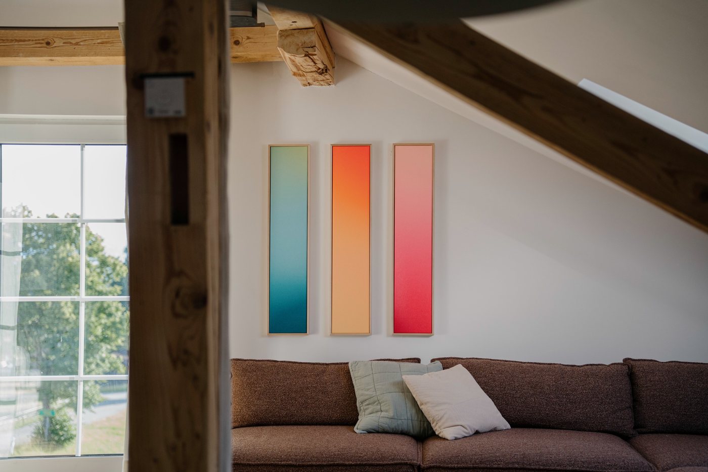 Dreiteilige Kunstwerke im Wohnraum
